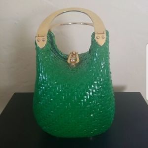 Unique and Vintage 1960's Koret green egg shape purse